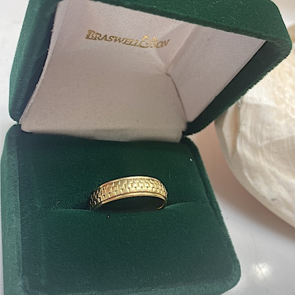Mens 14k Gold Ring Tire Print - Picture 1 of 5